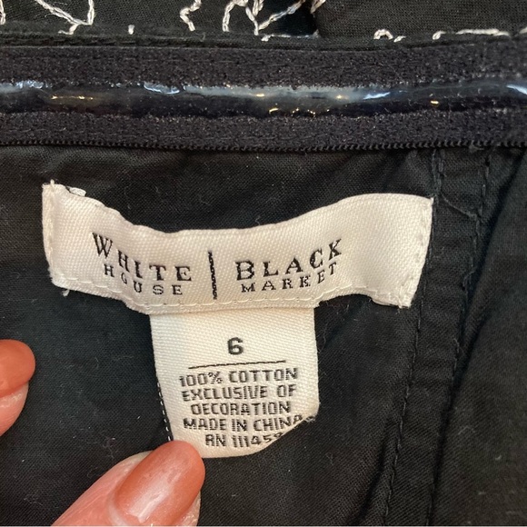 WHBM Black and White Embroidered Halter Dress - Size 6 - Picture 9 of 9